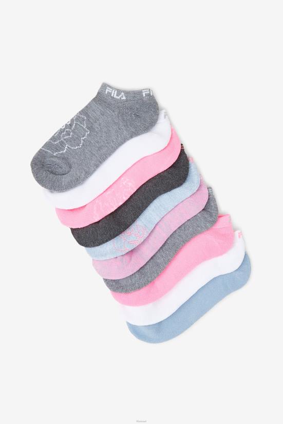 כחול FILA גרב פרחוני ללא הופעה של 10 חבילות ltblue fila 68LF1067