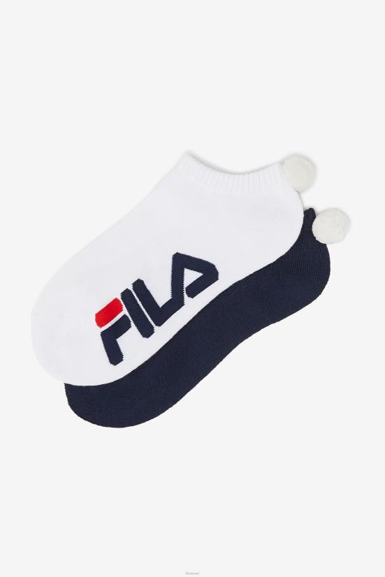 חיל הים FILA גרב פונפון טניס לנשים 2 חבילות fila navy 68LF1082