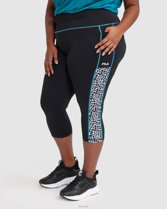 שָׁחוֹר FILA רבקה נשים 3/4 פילה שחורה צמודה 68LF2849