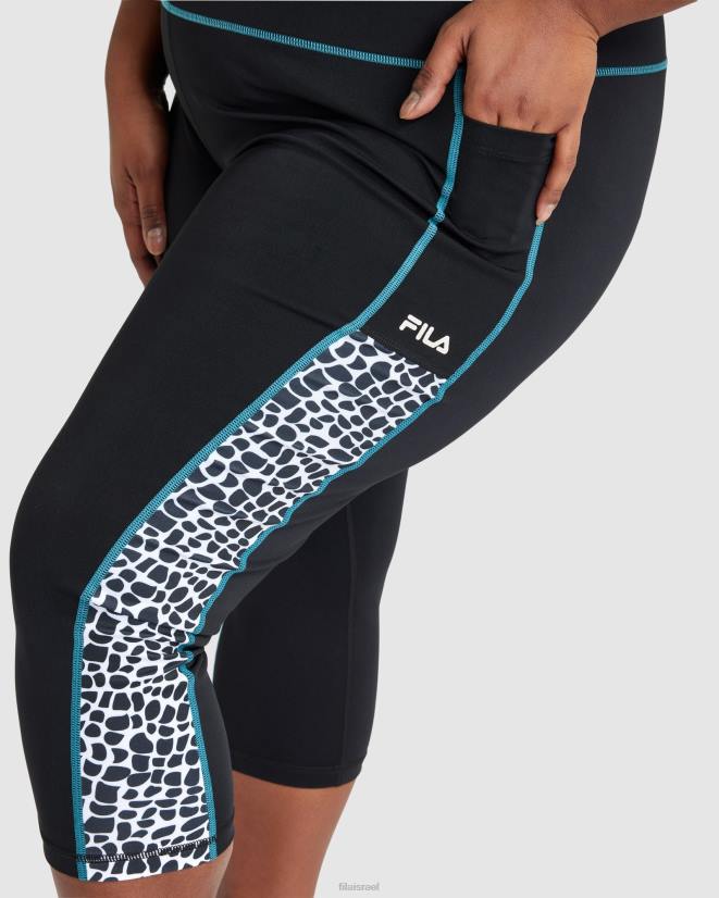 שָׁחוֹר FILA רבקה נשים 3/4 פילה שחורה צמודה 68LF2849