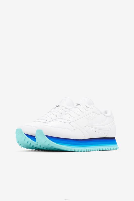 לבן / נייבי / כחול ארובה FILA פילה פס מסלול נשים לבן/ נייבי/ארובה כחול 68LF1296