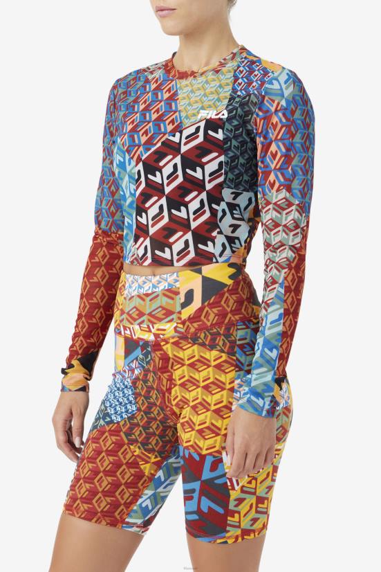 אוקיינוס/צהוב/לבן FILA פילה אוקיינוס ​​/ צהוב / לבן שרוול ארוך ציפורי 68LF1379