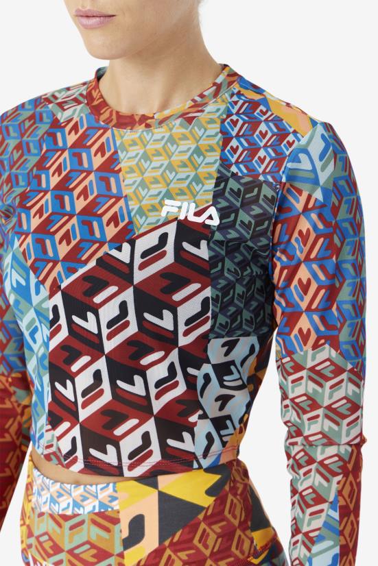 אוקיינוס/צהוב/לבן FILA פילה אוקיינוס ​​/ צהוב / לבן שרוול ארוך ציפורי 68LF1379