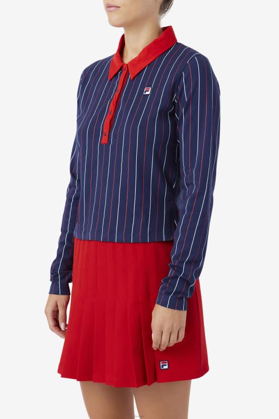 חיל הים/אדום/לבן FILA פולו שרוול ארוך של ג'אדה פילה נייבי/אדום/לבן 68LF1385