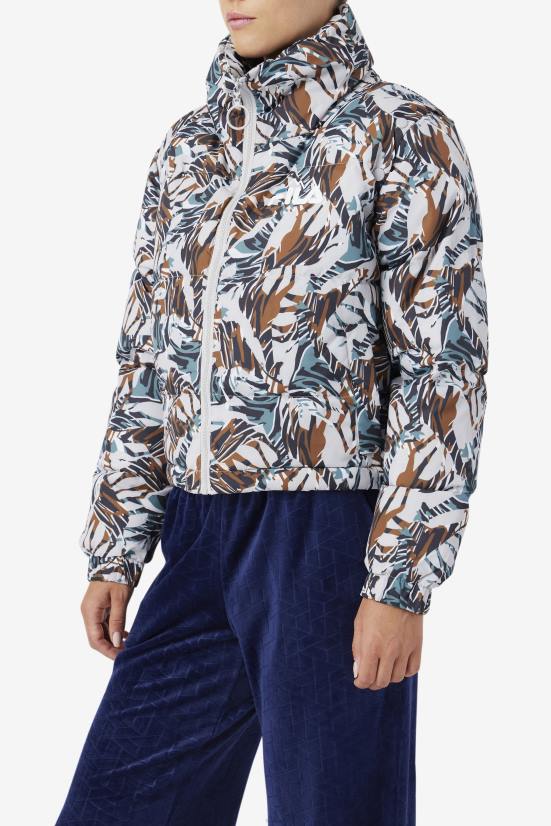 הדפס ג'ירפה FILA ג'קט פילה לורטה בהדפס ג'ירפה עם שרוולים קצוצים 68LF1785