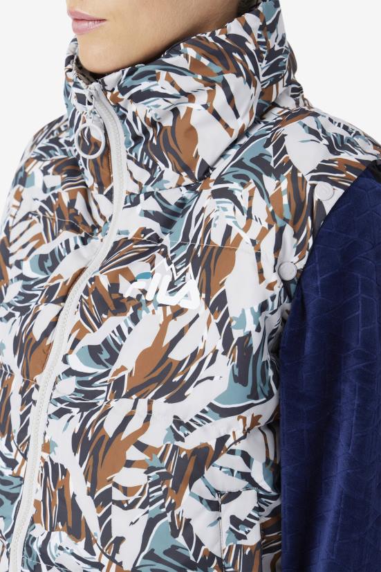 הדפס ג'ירפה FILA ג'קט פילה לורטה בהדפס ג'ירפה עם שרוולים קצוצים 68LF1785