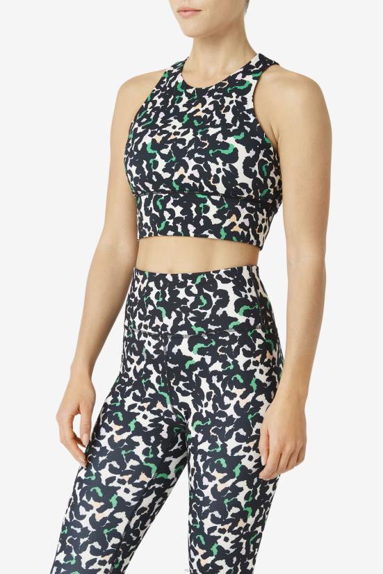 חיה שחורה FILA חזיית ספורט מוגבהת צוואר גבוה פילה חיה שחורה 68LF1814