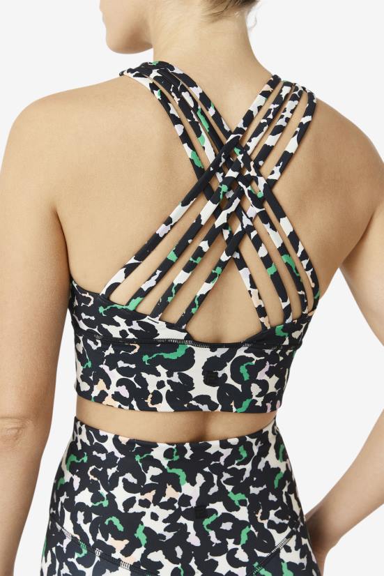 חיה שחורה FILA חזיית ספורט מוגבהת צוואר גבוה פילה חיה שחורה 68LF1814