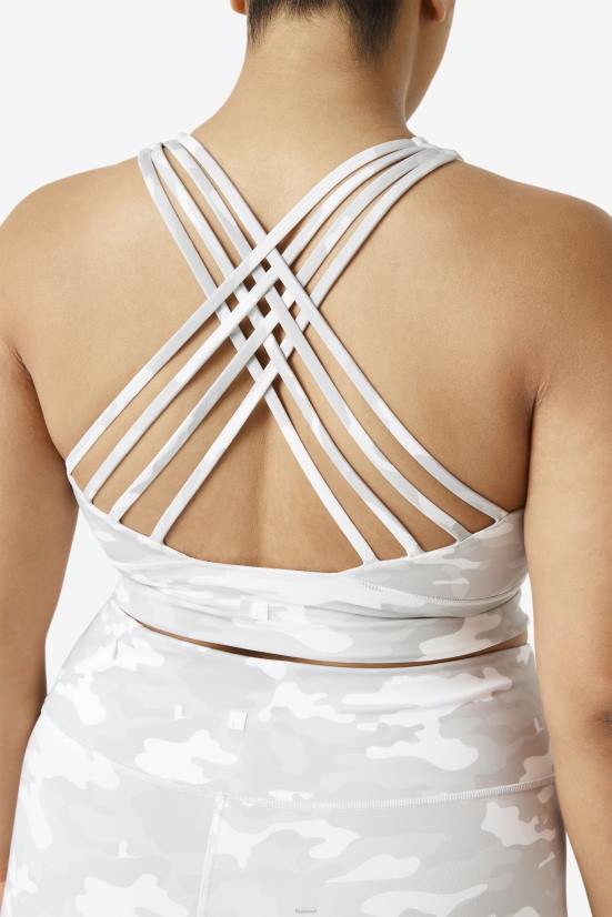 לבן FILA חזיית ספורט מוגבהת עם צוואר גבוה לבן פילה 68LF1841