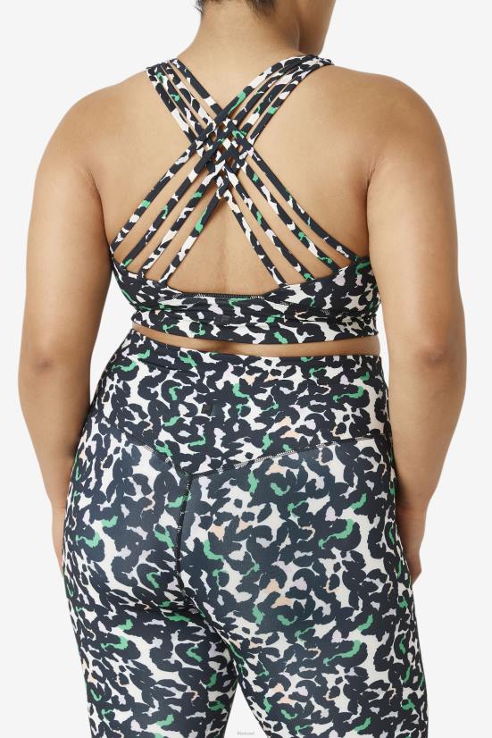 הדפס בעלי חיים שחורים FILA חזיית ספורט עם צוואר גבוה בהדפס חיה שחורה 68LF1845