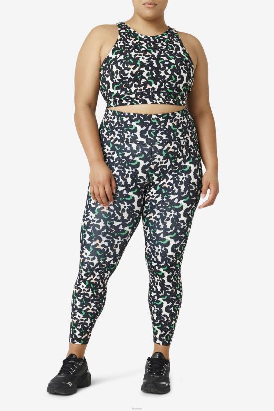 הדפס בעלי חיים שחורים FILA חזיית ספורט עם צוואר גבוה בהדפס חיה שחורה 68LF1845