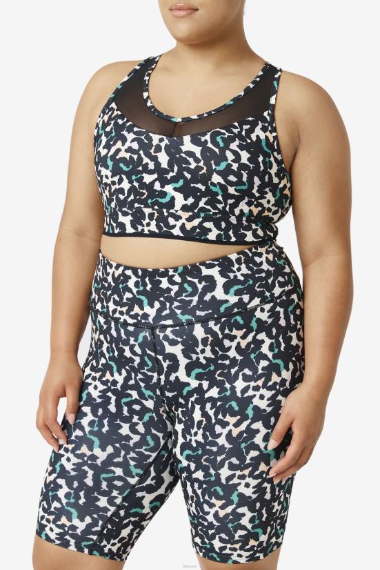 הדפס בעלי חיים שחורים FILA חזיית ריסרבק עילוי טופ שחור הדפס חיה פילה 68LF1853