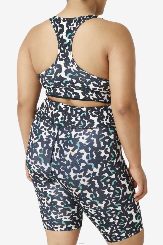 הדפס בעלי חיים שחורים FILA חזיית ריסרבק עילוי טופ שחור הדפס חיה פילה 68LF1853