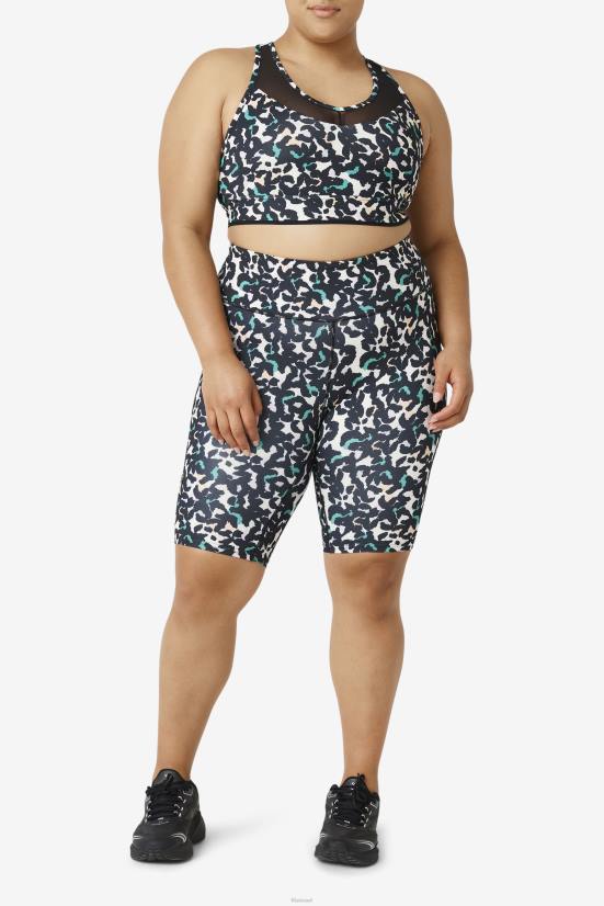 הדפס בעלי חיים שחורים FILA חזיית ריסרבק עילוי טופ שחור הדפס חיה פילה 68LF1853