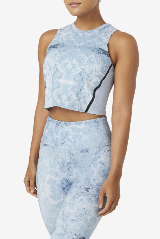 ערפל כחול/שחור FILA עילוי אתלטי קרופ טופ כחול ערפל/פילה שחורה 68LF1925