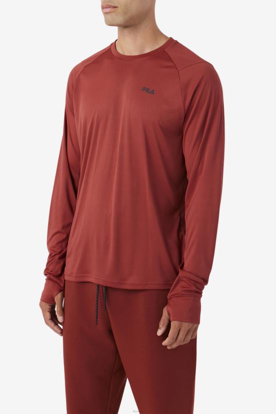 חום אדום/שחור FILA צוות ג'אזם עם שרוולים ארוכים של פילה אדום/שחור 68LF244