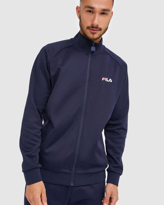 חיל הים החדש FILA פילה מעיל רוכסן לגברים קלאסי נייבי חדש 68LF2454