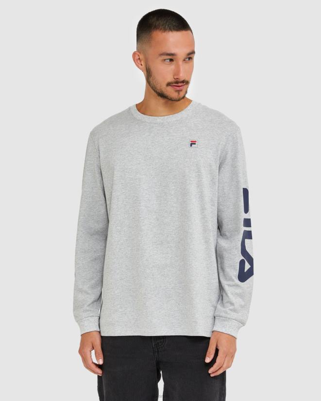 מארל כסף FILA חולצה קלאסית לגברים עם שרוולים ארוכים מכסף מרל פילה 68LF2501