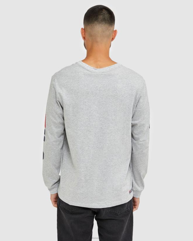 מארל כסף FILA חולצה קלאסית לגברים עם שרוולים ארוכים מכסף מרל פילה 68LF2501