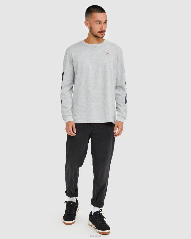 מארל כסף FILA חולצה קלאסית לגברים עם שרוולים ארוכים מכסף מרל פילה 68LF2501