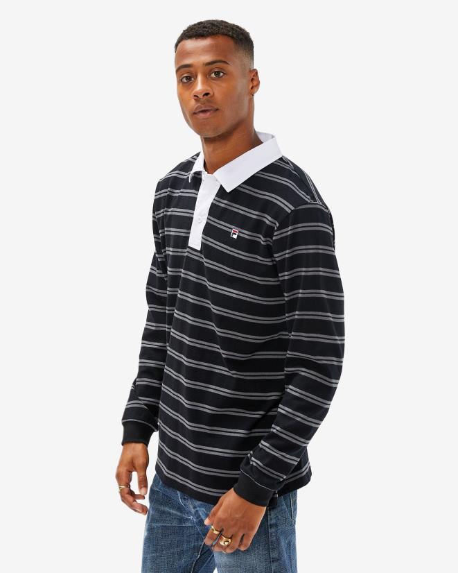 שָׁחוֹר FILA תג גברים שחור רוגבי פולו פילה 68LF2562