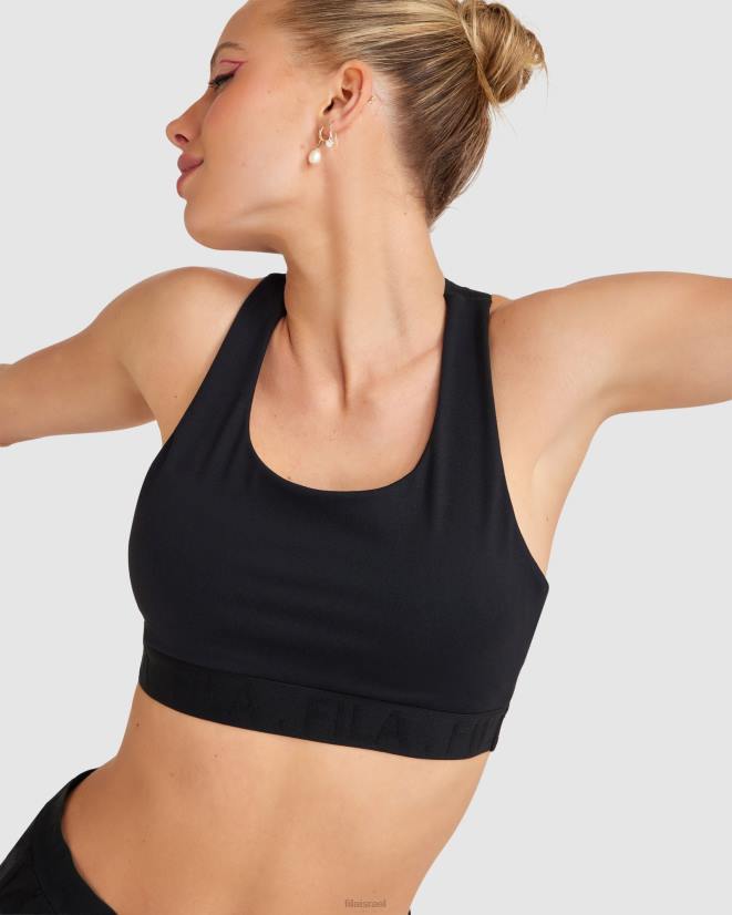 שָׁחוֹר FILA ספנסר קרופ טופ שחור פילה לנשים 68LF2819