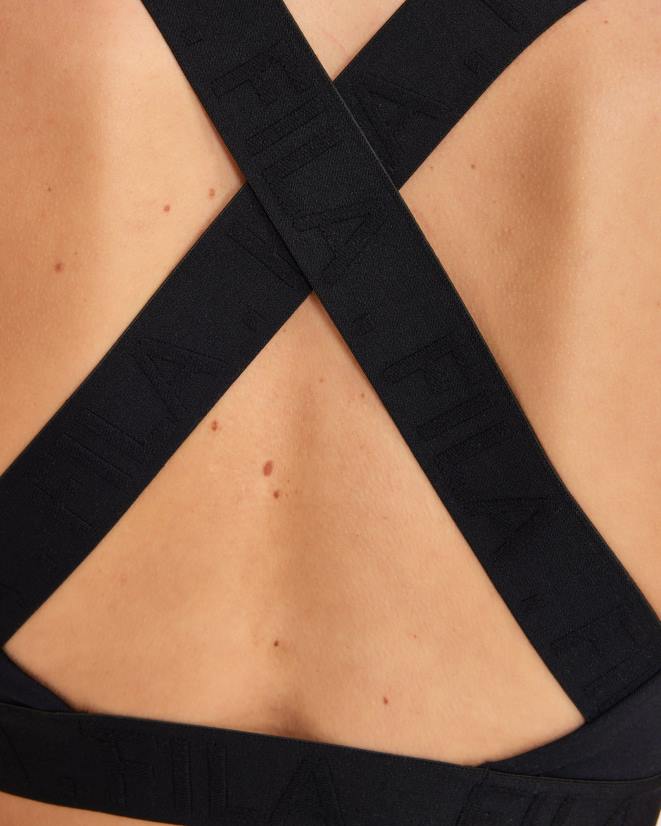 שָׁחוֹר FILA ספנסר קרופ טופ שחור פילה לנשים 68LF2819