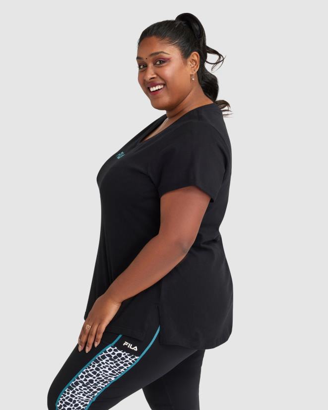 שָׁחוֹר FILA טי רבקה לנשים פילה שחור 68LF2858