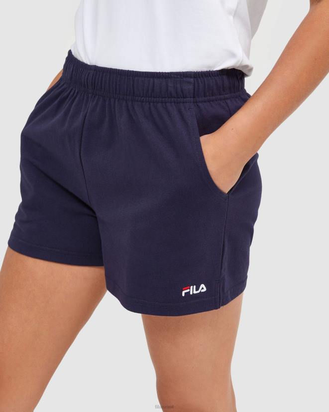 חיל הים החדש FILA מכנסי ג'רזי קצרים לנשים קלאסיים של פילה ניו נייבי 68LF2872