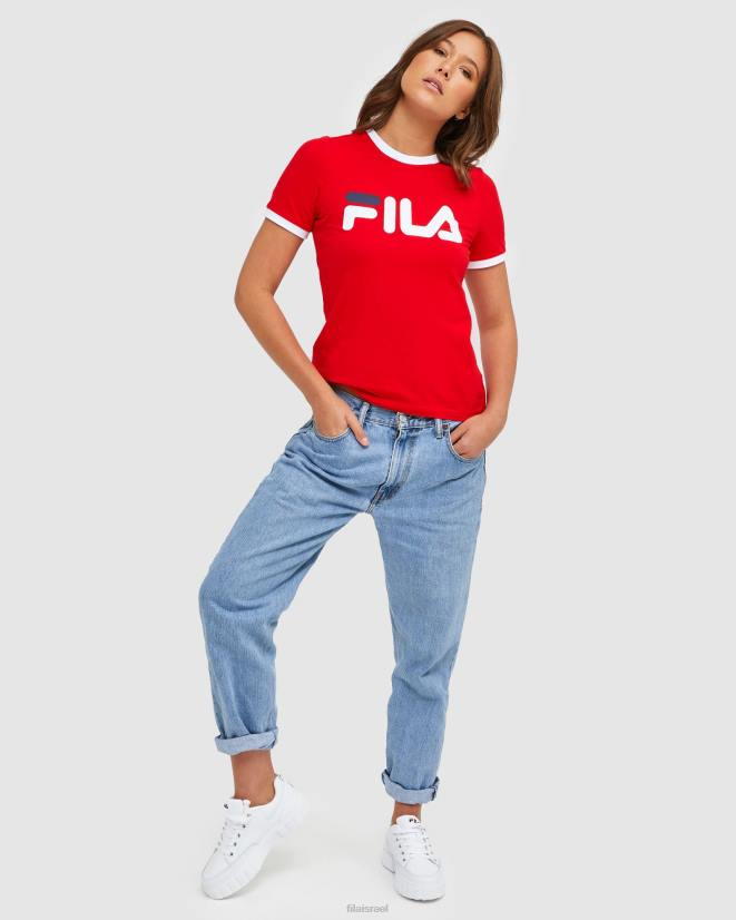 אָדוֹם FILA טי רינגר לנשים אדומה פילה קלאסית 68LF2895