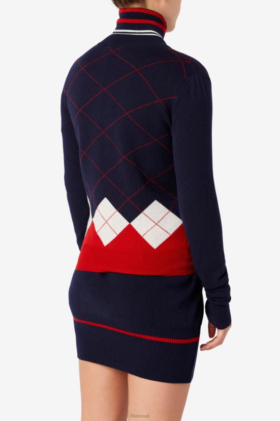 חיל הים/לבן/אדום FILA סוודר רוכסן מלא פילה נייבי/לבן/אדום 68LF2933