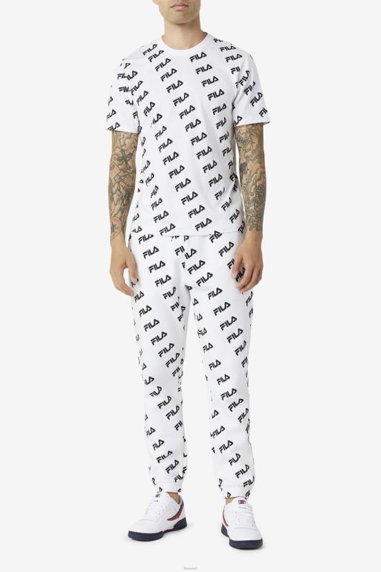 לבן שחור FILA טי לוגו אלכסוני פילה לבן/שחור 68LF407