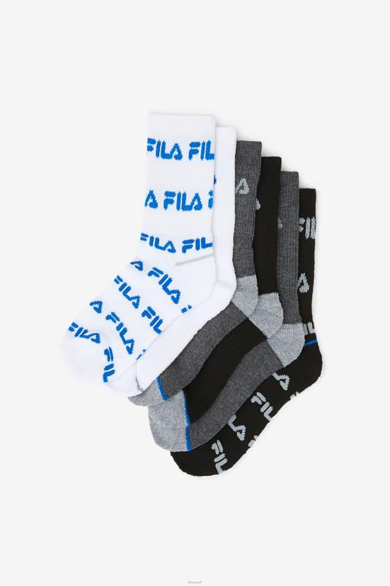 מולטי שחור FILA גרב צוות לילדים 6 חבילות פילה שחור מולטי 68LF1058