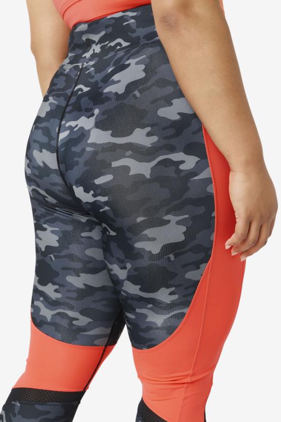 קאמו כהה/אלמוגים לוהטים/שחור FILA Forza color blocked legging fila dark camo/hot coral/שחור 68LF2000