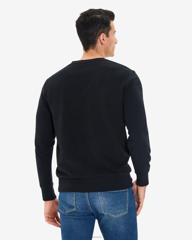 שָׁחוֹר FILA צווארון V לגברים, פילה שחור 68LF2612