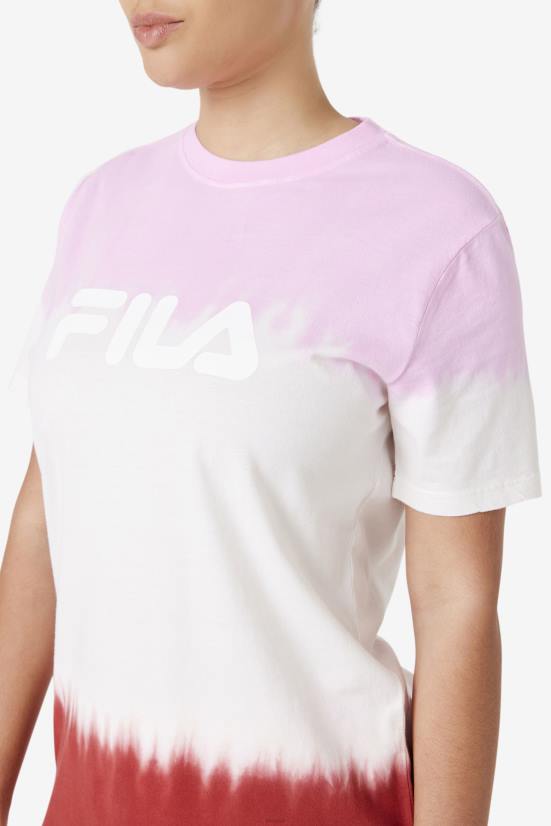 פירואט/לבן/אדום אדמה FILA חולצת טי פילה alivia tie dye pirouette/לבן/אדום אדום 68LF1407