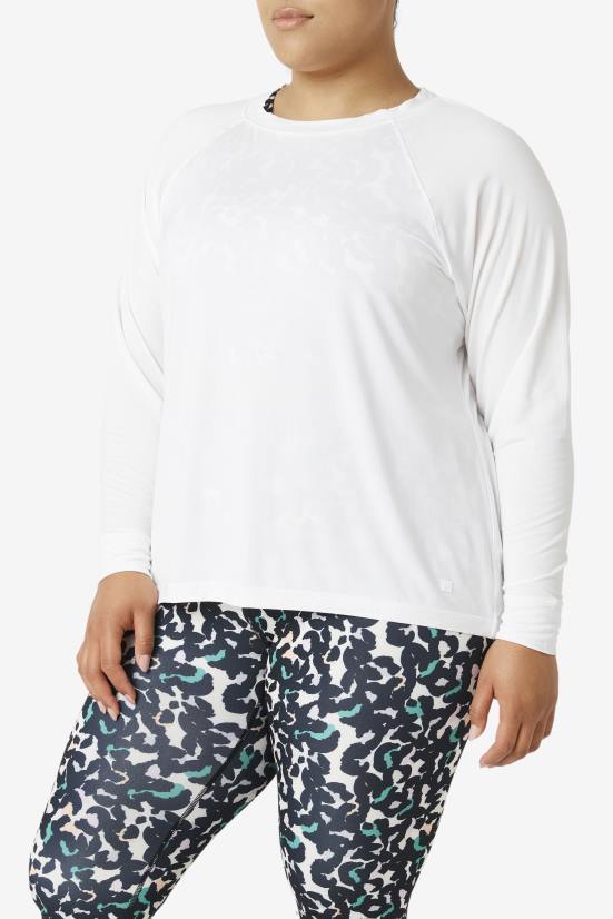 לבן FILA גב רשת fi-lux שרוול ארוך צוות fila לבן 68LF1898