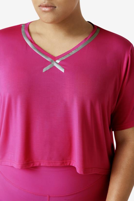 ורוד בהיר FILA fi-lux hi-low crop top fila ורוד עז 68LF1916