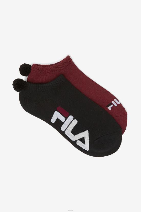 אדום כהה FILA גרב פונפון טניס לנשים fila 2 חבילות אדום כהה 68LF1081
