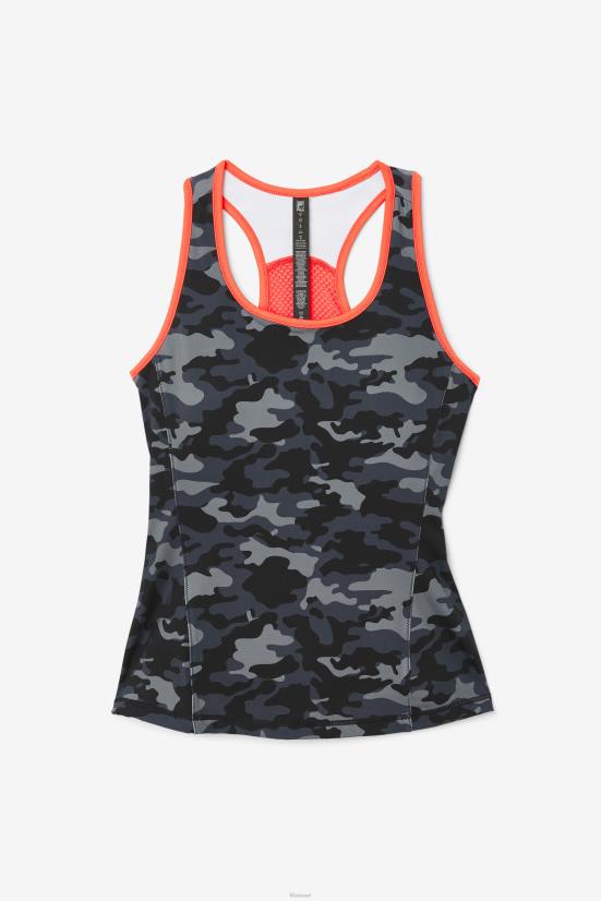 קאמו כהה/אלמוגים לוהטים/שחור FILA fila dark camo/hot coral/black uplift colorblock racerback tank 68LF1870