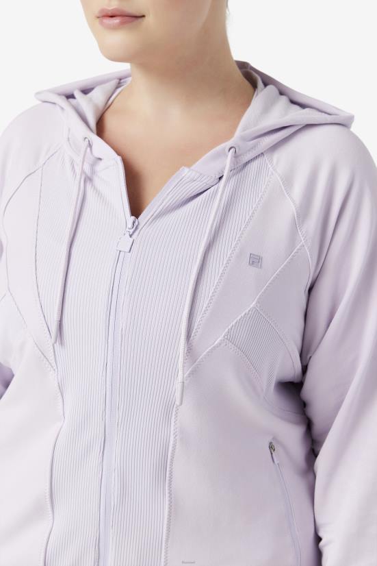 כחול לבנדר FILA קפוצ'ון עם רוכסן מלא במרקם fila fi-lux כחול לבנדר 68LF1885