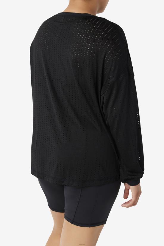 שָׁחוֹר FILA חלק עליון שחור fila fi-lux רשת עם שרוול ארוך 68LF1887