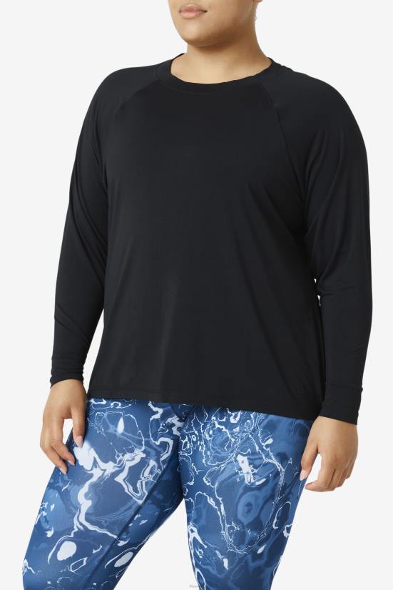 שָׁחוֹר FILA גב רשת fila fi-lux שרוול ארוך צוות שחור 68LF1897