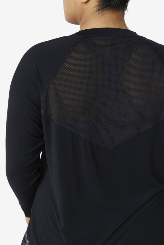 שָׁחוֹר FILA גב רשת fila fi-lux שרוול ארוך צוות שחור 68LF1897