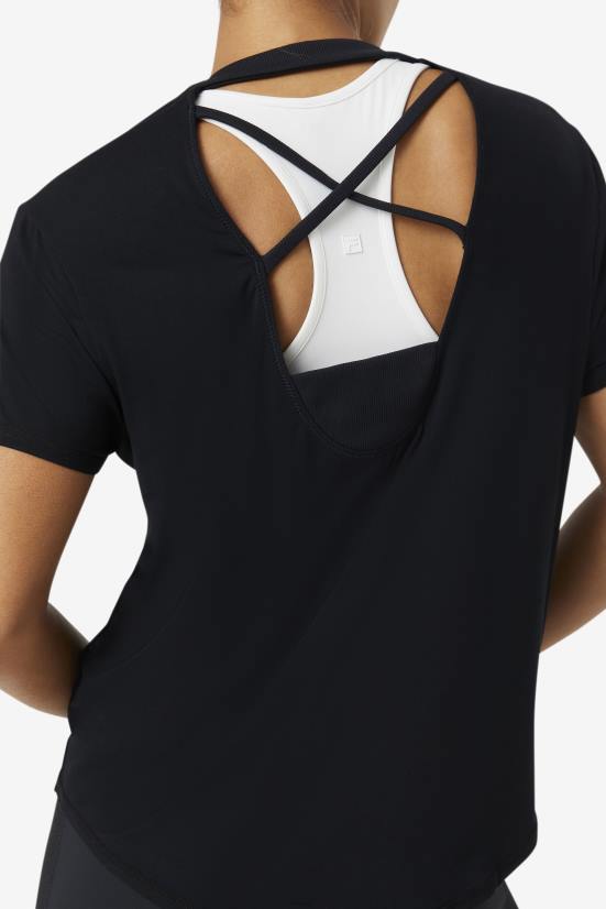 שָׁחוֹר FILA טופ fila fi-lux שחור עם שרוולים קצרים 68LF1899