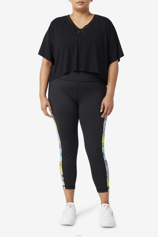 שָׁחוֹר FILA שחור fila fi-lux hi-low crop top 68LF1917