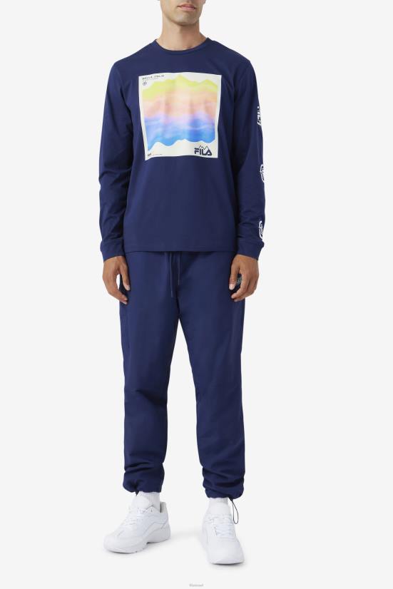 חיל הים / אקווה קר / אנפה FILA טי שרוול ארוך של fila navy/אייס אקווה/אנפית קארה 68LF406
