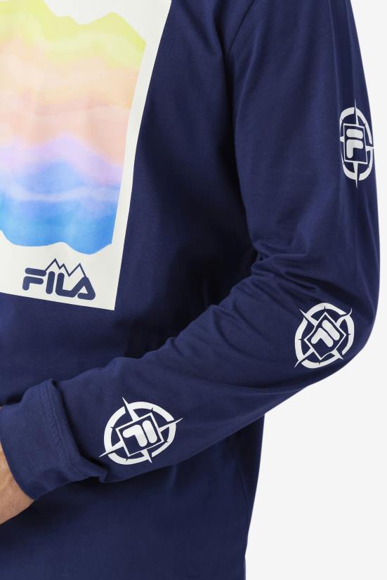 חיל הים / אקווה קר / אנפה FILA טי שרוול ארוך של fila navy/אייס אקווה/אנפית קארה 68LF406