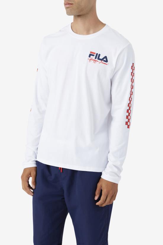 לבן FILA טי שרוול ארוך של fila white bevans park 68LF250