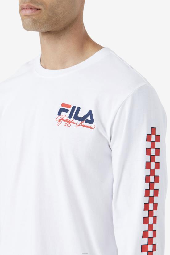 לבן FILA טי שרוול ארוך של fila white bevans park 68LF250